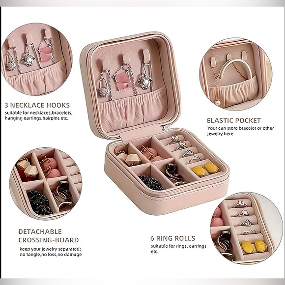 Jewelry organizer travel case in blush pink - Picture 2 of 4